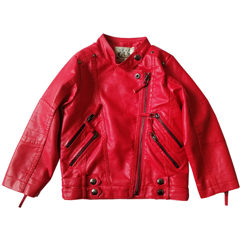 Streetwear Brand Logo Design - Girls Christmas Red Motorcycle Pu Leather