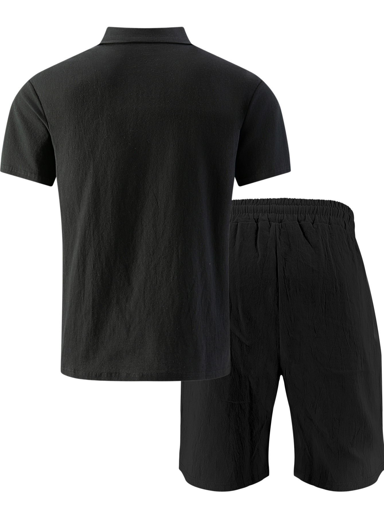 Men's Textured Linen Polo Shor - Streetwear Brand Shorts 评论和价格