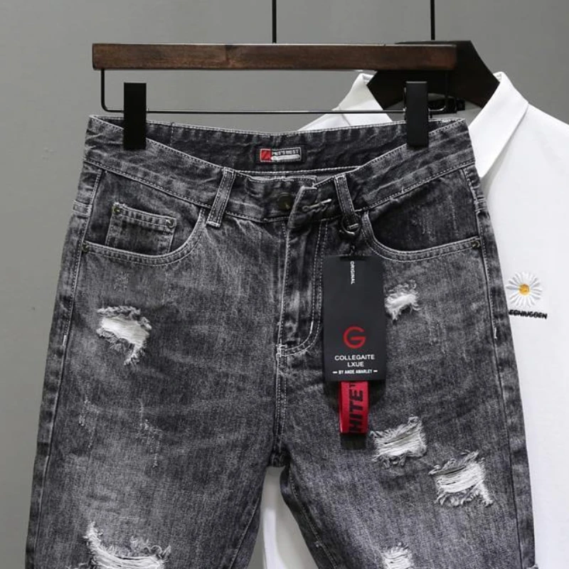 Men's Short Jeans Pants Black  - Streetwear Brand Shorts 评论和价格